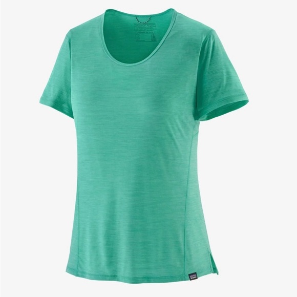 Women's Patagonia Teal Sea Green Active Performance Short Sleeve Top - Picture 2 of 8